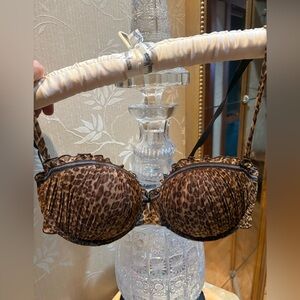 New Look Brown Sheer " Pretty Provocative " Leopard Print Bra Lingerie